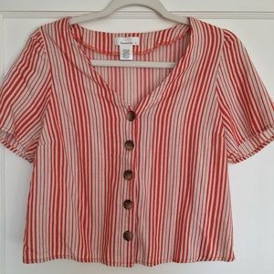 Stripped Button Down Crop Top